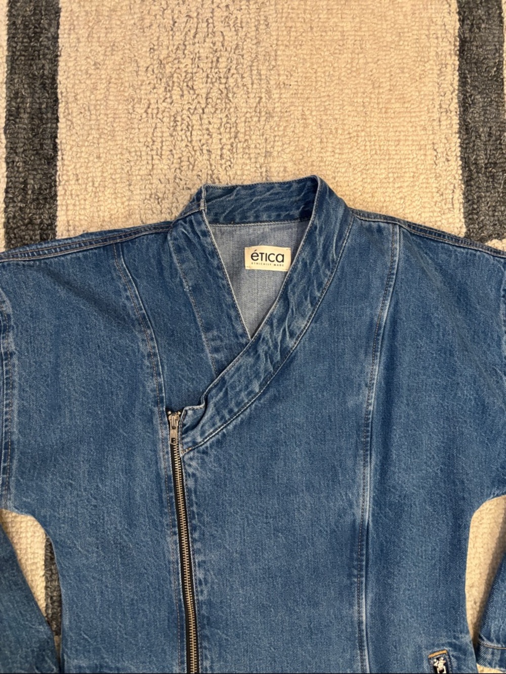 Etica Blue Denim Longline Jacket Medium NWOT - Picture 3 of 13